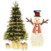 Christmas Wonderland Combo Set: Artificial Xmas Tree + Pre-Lit Snowman + Lighted Gift Boxes