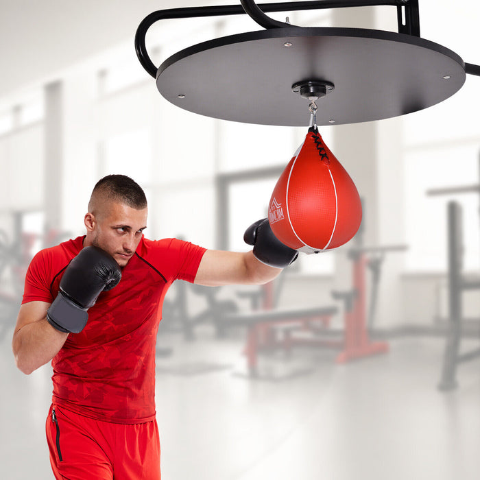 HOMCOM adjustable wall-mounted punching ball platform with speed bag, pump, and hardware for boxing training