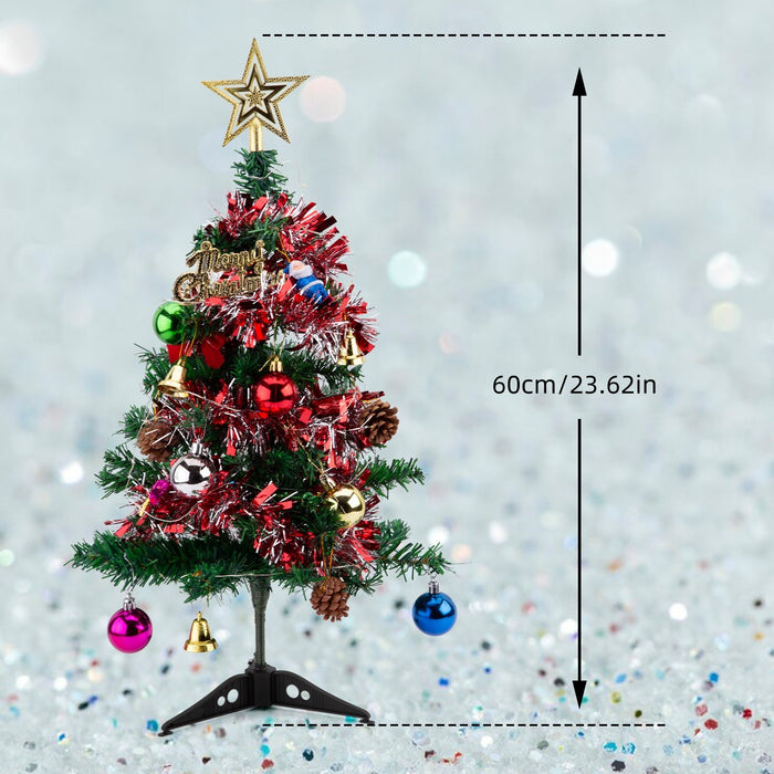 60Cm Desktop Mini Small Christmas Tree with LED Lights Table Top Xmas Tree Decor