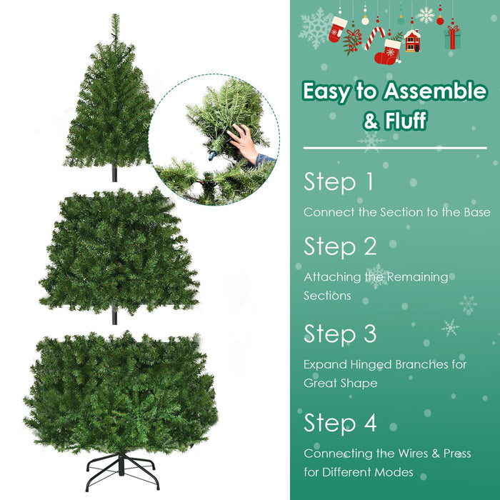 6 FT Pre-Lit Artificial Christmas Tree with 350 Warm White and Multicolored LED Lights