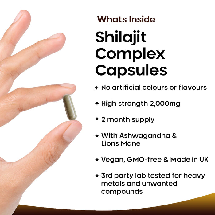 Shilajit, Ashwagandha, Lions Mane Capsules