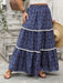 Plus Size Floral Tiered Maxi Skirt with Lace Detail and Elastic Waistband