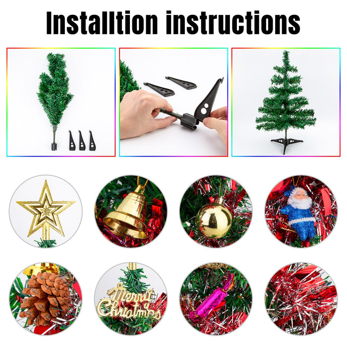 60Cm Desktop Mini Small Christmas Tree with LED Lights Table Top Xmas Tree Decor