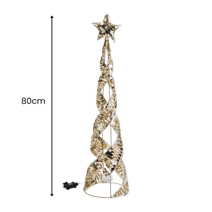 Christmas Cone Tree Decoration LED Light up Ornament Warm White Home Decor 80Cm