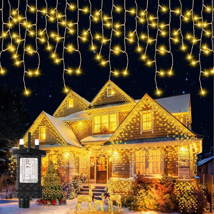400 LED Icicle Lights 17M Super Bright Christmas Snowing Effect Outdoor Light UK