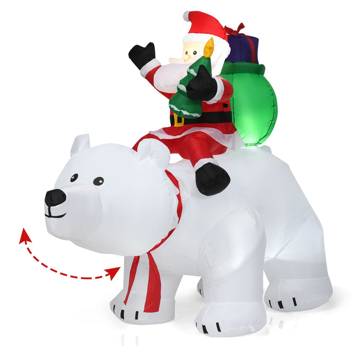 Inflatable Christmas Santa Riding Polar Bear with Shaking Head
