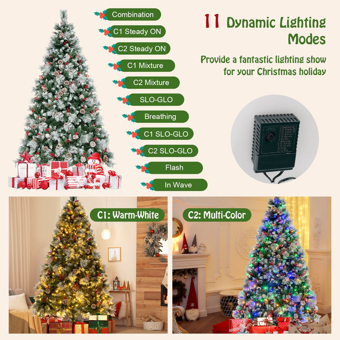 Pre-Lit Artificial Christmas Tree with 11 Lighting Modes and 350 LED Lights