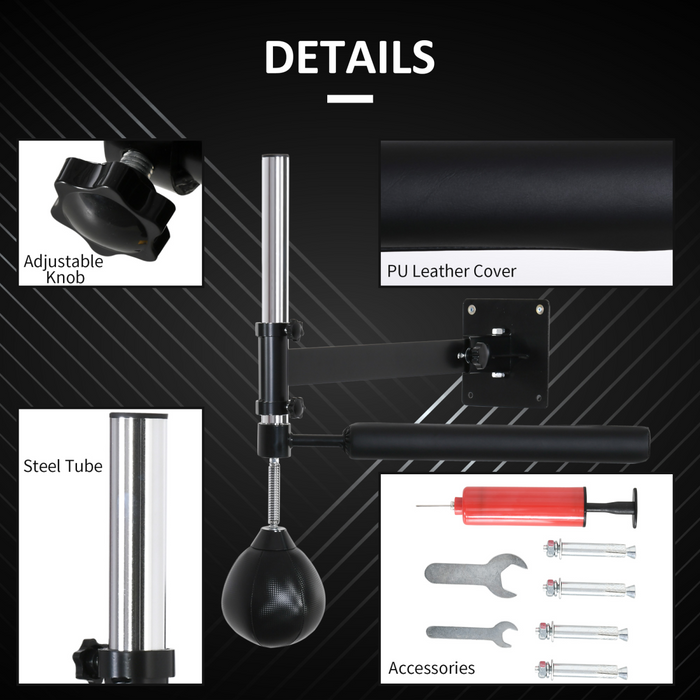 Wall-Mounted Adjustable Speed Ball Trainer – Reflex Punching Ball with Steel Frame for Boxing & MMA