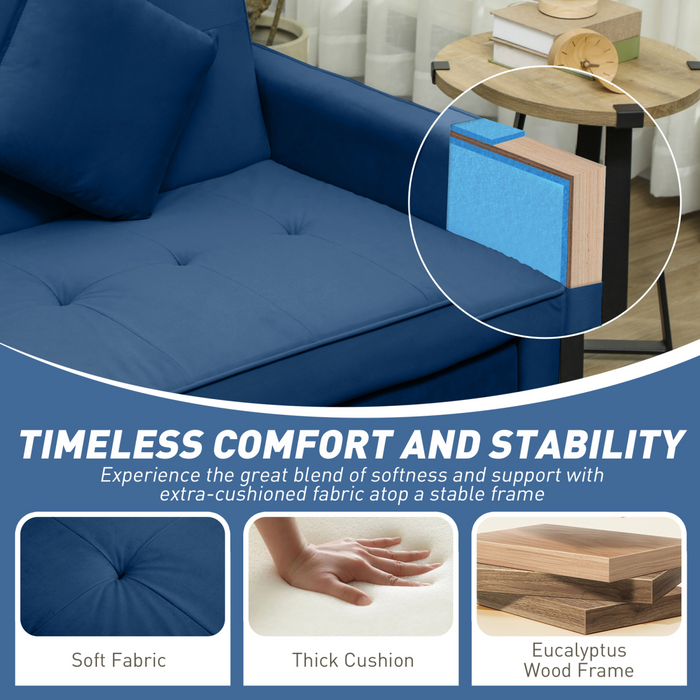 Convertible Velvet Sofa Bed – 3-Position Reclining with Pillows