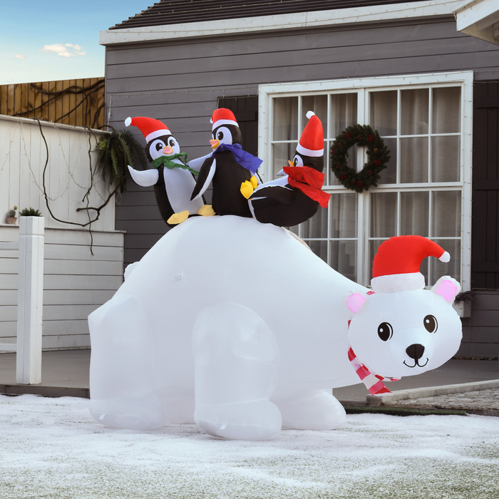 Christmas Inflatable Decoration – 5ft LED Polar Bear & Penguins - Samanta Factory