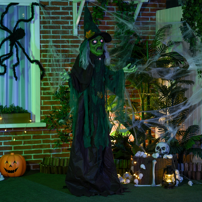 Talking Halloween Witch Animatronic – Bendable Arms with LED Eyes & Colourful Lights