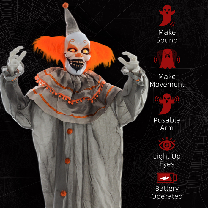 Halloween Animatronic Clown – Moving Head & Waving Arms with Red Eyes - Samanta Factory