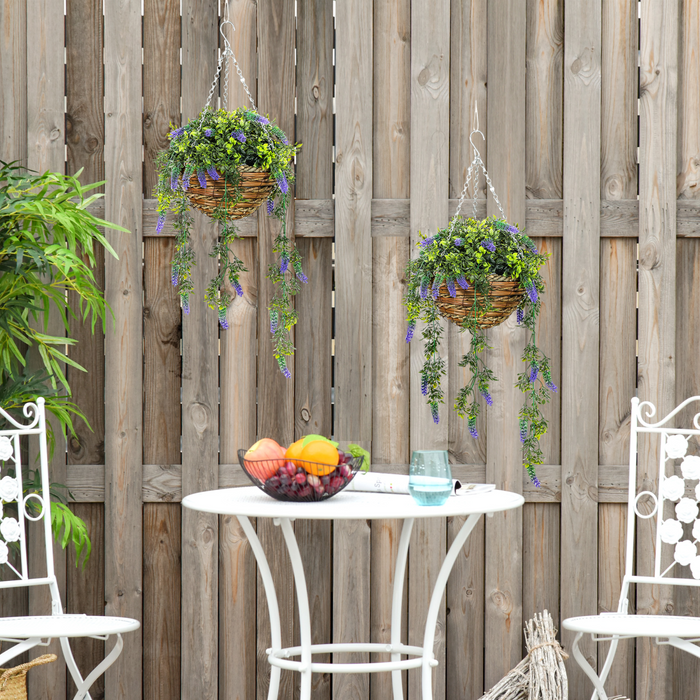 Artificial Lavender Hanging Basket – Realistic UV-Protected Faux Flowers for Indoor & Outdoor Decor