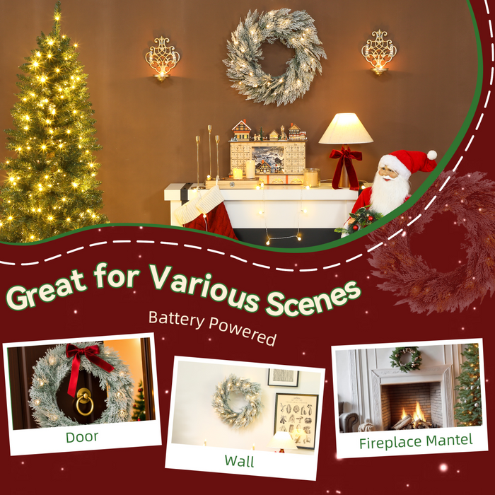 Christmas LED Wreath – Snow-Dusted Branches & Warm White Lights - Samanta Factory