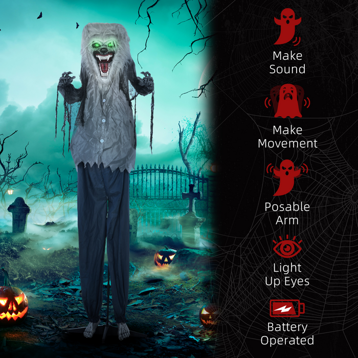 Halloween Animatronic Skeleton Werewolf – Motion-Activated Green-Eyed Decor - Samanta Factory