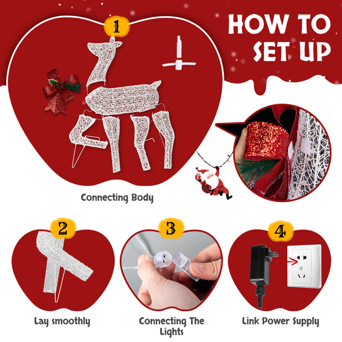 Lighted Christmas Reindeer Set – 3-Piece Family Display - Samanta Factory