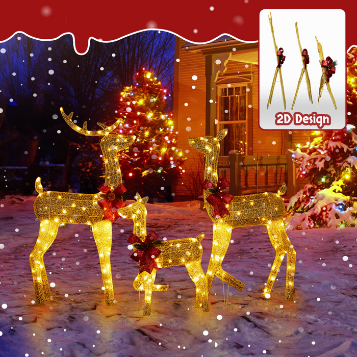 Lighted Christmas Reindeer Family – 3-Piece LED Holiday Set - Samanta Factory