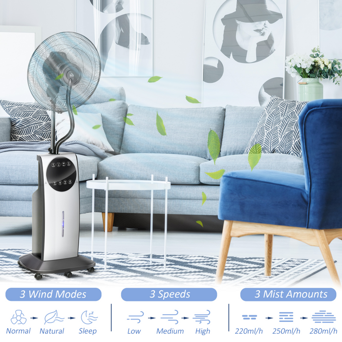 Pedestal Mist Fan – Quiet Cooling with 3.1L Water Tank & Remote Control - Samanta Factory