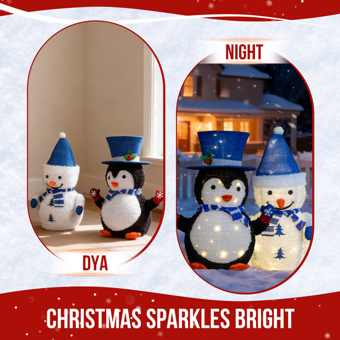 Christmas Lighted Decorations – Penguin & Snowman Duo - Samanta Factory