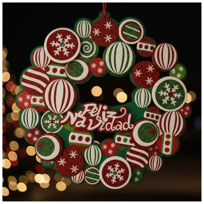 Christmas Front Door Hanging Ornament – Holiday Wreath Home Wall Decoration