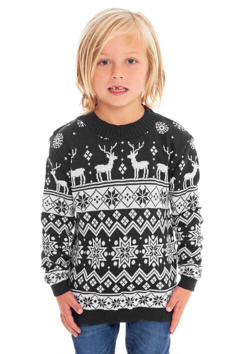 Kids Christmas Jumper Boys Girls Knitted Reindeer Novelty Xmas Knit Sweater