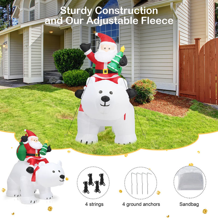 Inflatable Christmas Santa Riding Polar Bear with Shaking Head