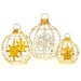 Set of 3 gold LED Christmas lantern balls with pre-lit lights for indoor and outdoor display