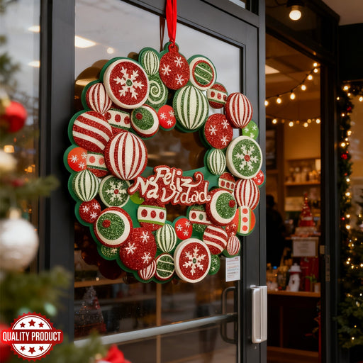 Christmas Front Door Hanging Ornament – Holiday Wreath Home Wall Decoration
