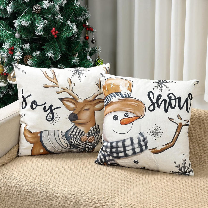4-Pack Vintage Christmas Throw Pillow Covers Cushion Home Decor UK Stock