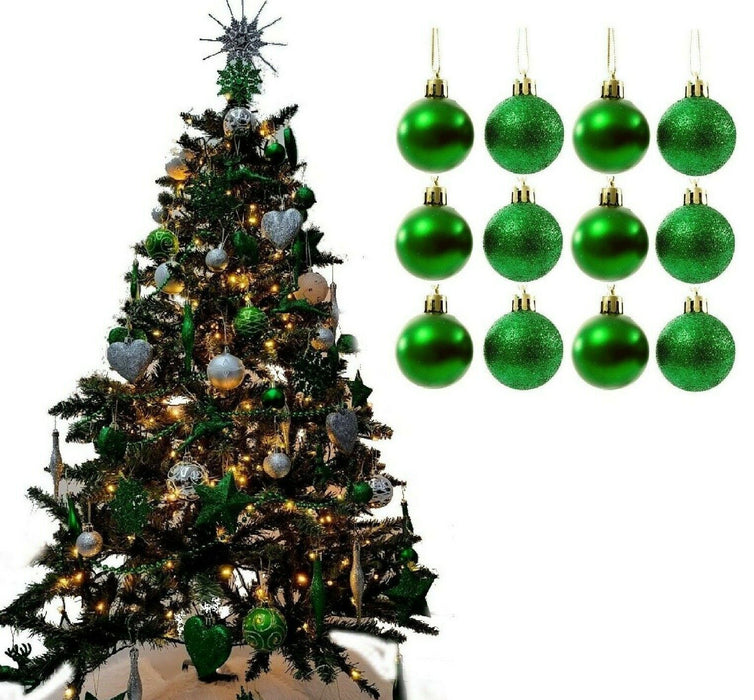 12Pc Christmas Tree Baubles, Tree Decorations, Xmas Bauble Decorations/Or