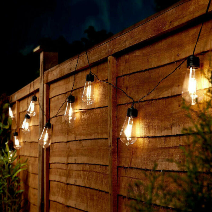 20LED Solar Powered Retro Bulb String Lights Garden Outdoor Fairy Christmas Lamp