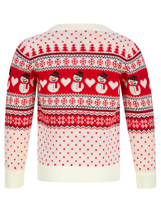 Kids Girls Christmas Jumper Snowman Jacquard Nordic Fairisle Xmas Sweater