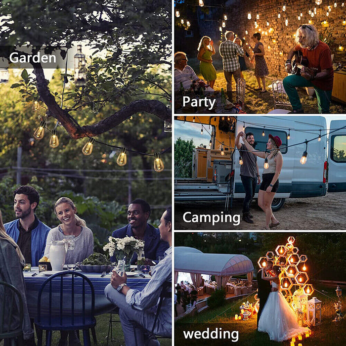 20LED Solar Powered Retro Bulb String Lights Garden Outdoor Fairy Christmas Lamp