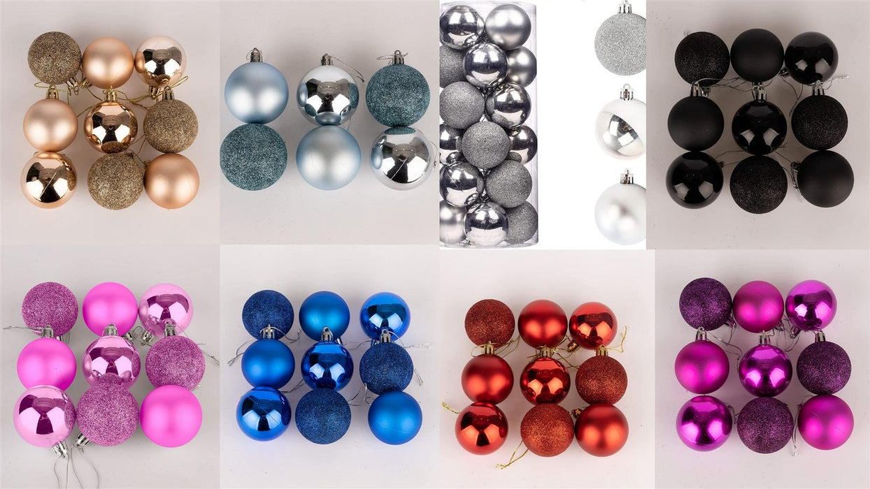 Christmas Baubles Hanging Decoration Shiny Glitter Balls Xmas Tree Ornament 50Mm