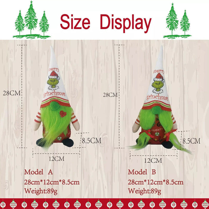 2 Pieces Christmas Gnomes Decorations Grinch Christmas Decorations Green Bread