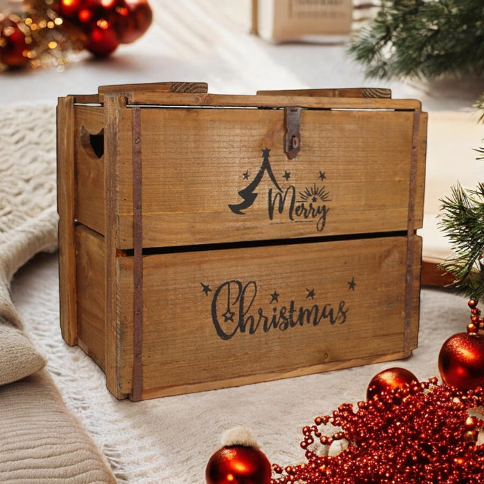 42CM WOODEN BOX MERRY CHRISTMAS - Samanta Factory