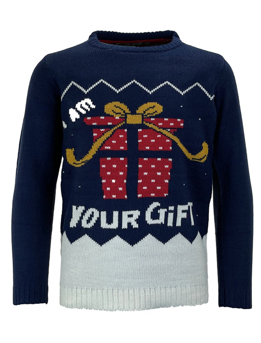 Kids Vintage Christmas Eve Novelty Festive Knitted Sweater Crew Neck Xmas Jumper