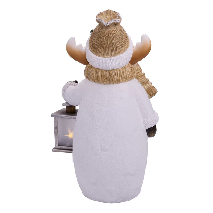 15 Inch (38Cm) Christmas Woodchip Figures with LED Lanterns