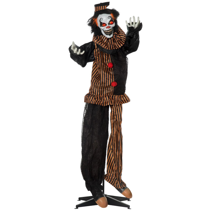 67" Animated Prop Circus Clown, Indoor Outdoor Halloween Decorations