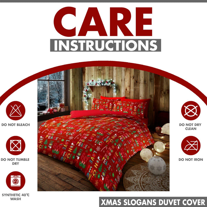 Xmas Duvet Quilt Cover Pillowcase Soft Reversible Printed Bedding Set All Size