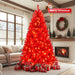 6Ft Red LED Christmas Tree Artificial 100 Warm Light Xmas Tree with Metal Stand