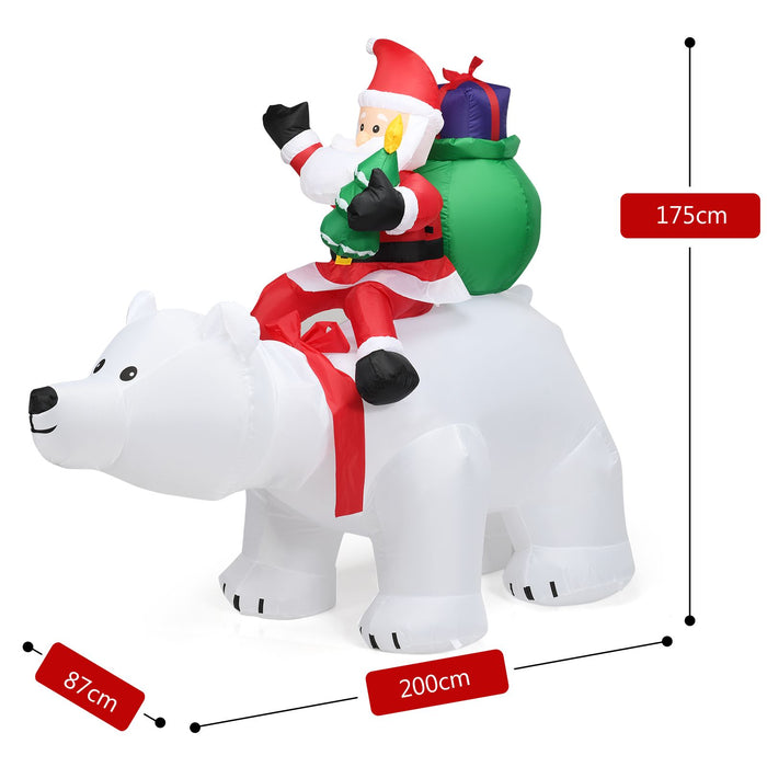 Inflatable Christmas Santa Riding Polar Bear with Shaking Head