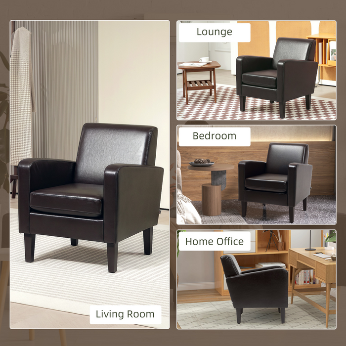 Accent Armchair – Compact PU Leather Chair with Pocket Spring Support