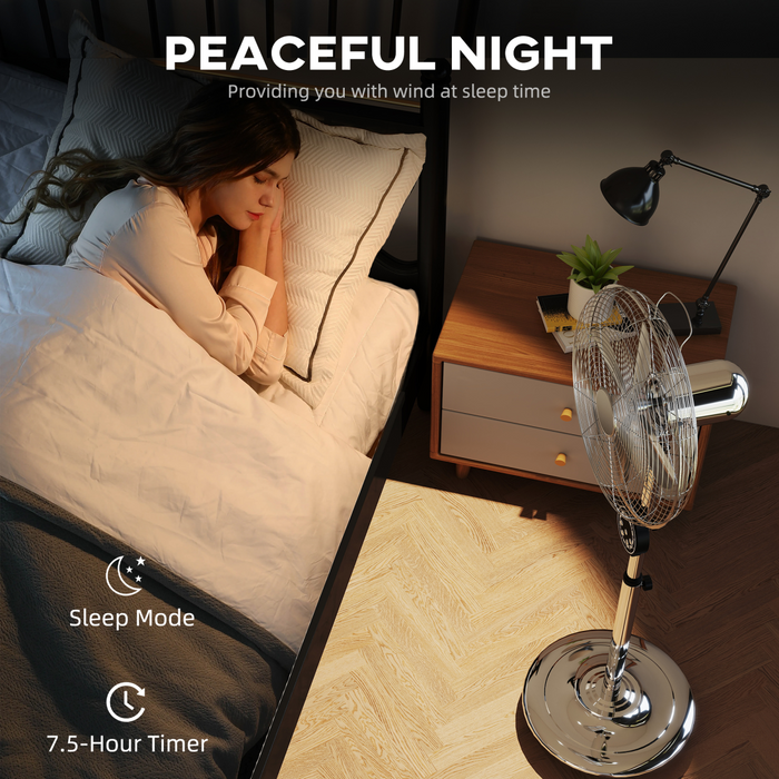 Metal Pedestal Fan – Oscillating Cooling with Adjustable Height & Timer
