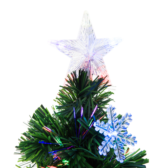 4FT Green Fibre Optic Artificial Christmas Tree LED Snowflakes Fireproofing - Samanta Factory