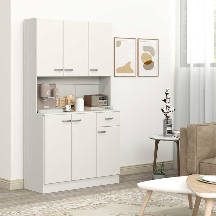 Tall Kitchen Storage Cabinet – Cream White with Adjustable Shelves & Drawer - Samanta Factory