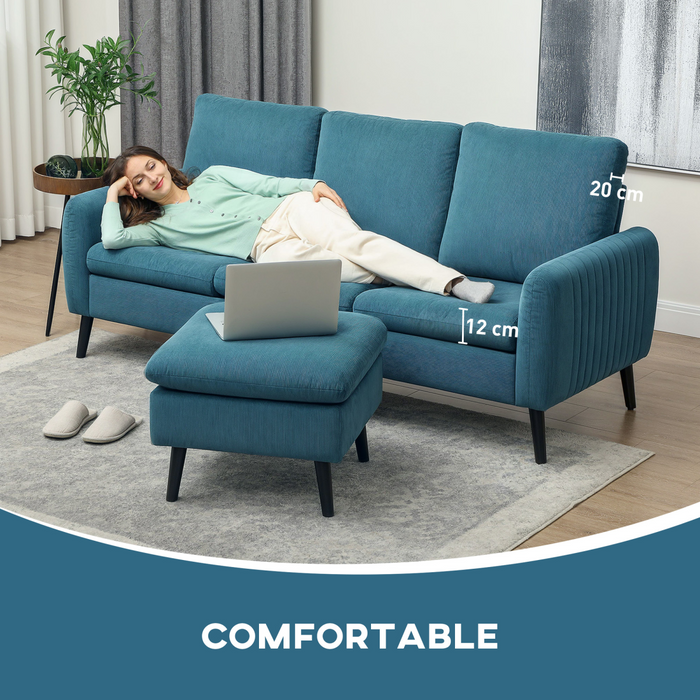 3-Seater Corduroy Sofa – Modular Chaise Lounge with Adjustable Legs & Plush Foam Comfort