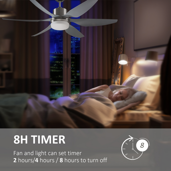 Reversible Ceiling Fan with Light, 3 Blades LED Lighting Remote Silver Fan - Samanta Factory