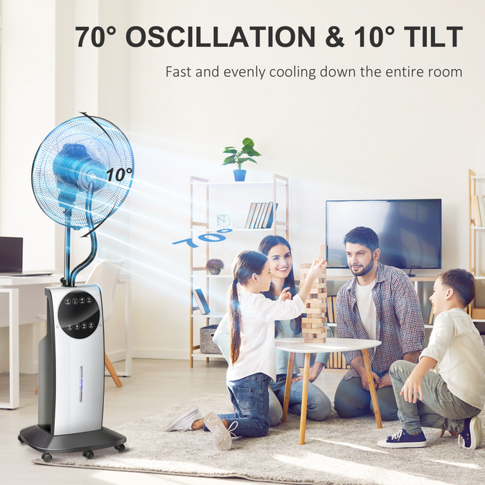 Pedestal Mist Fan – Quiet Cooling with 3.1L Water Tank & Remote Control - Samanta Factory