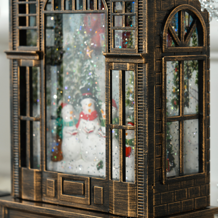 Christmas Snow Globe Lantern – Light-Up Glitter Scene with Music - Samanta Factory